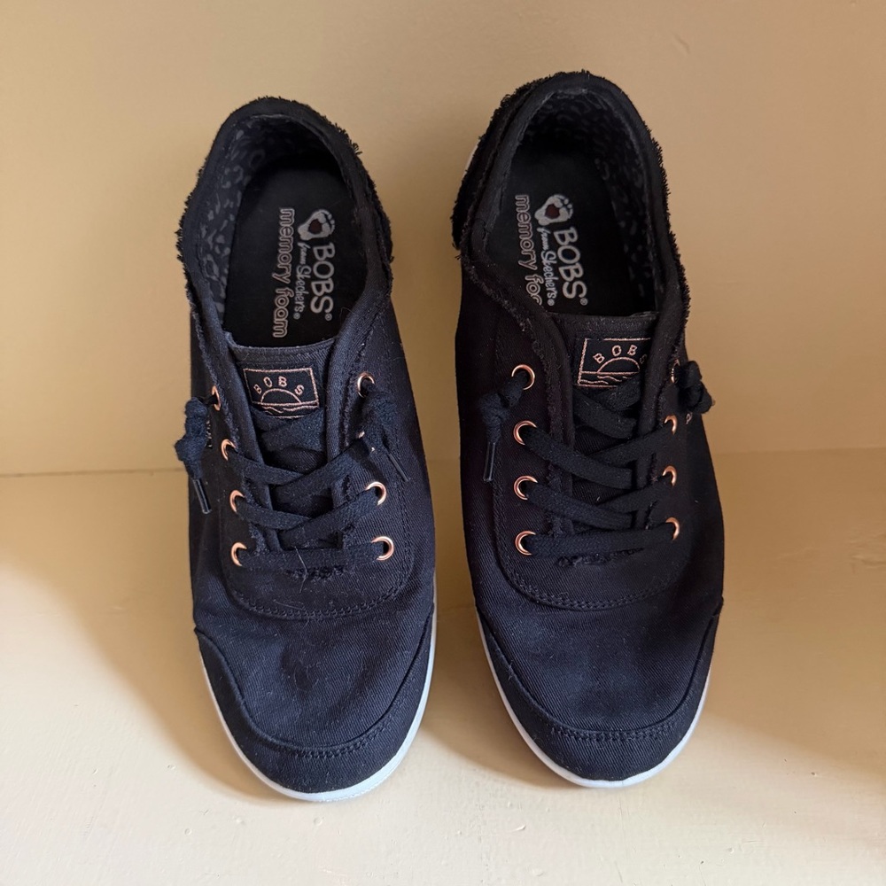 Skechers BOBS Women's black Canvas Lace-Up Sneakers